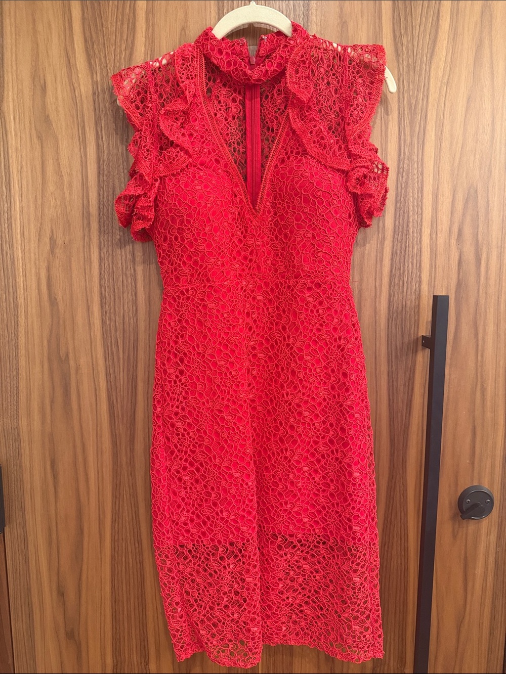 Alexis red lace evening dress - see-thru back and cups sewn in - Worn once